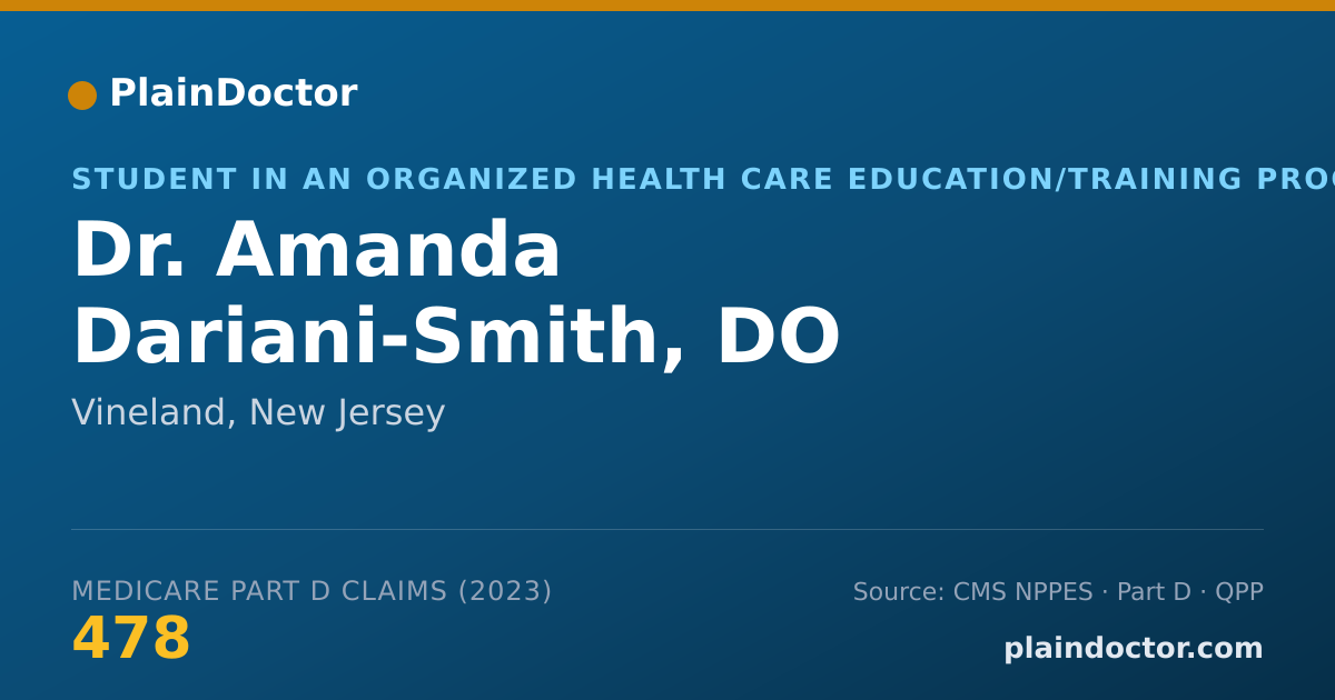 Shareable card for Amanda Dariani-Smith, DO - Student in an Organized Health Care Education/Training Program, Vineland, NJ