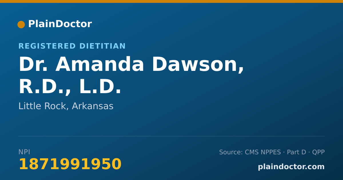 Shareable card for Amanda Dawson, R.D., L.D. - Registered Dietitian, Little Rock, AR