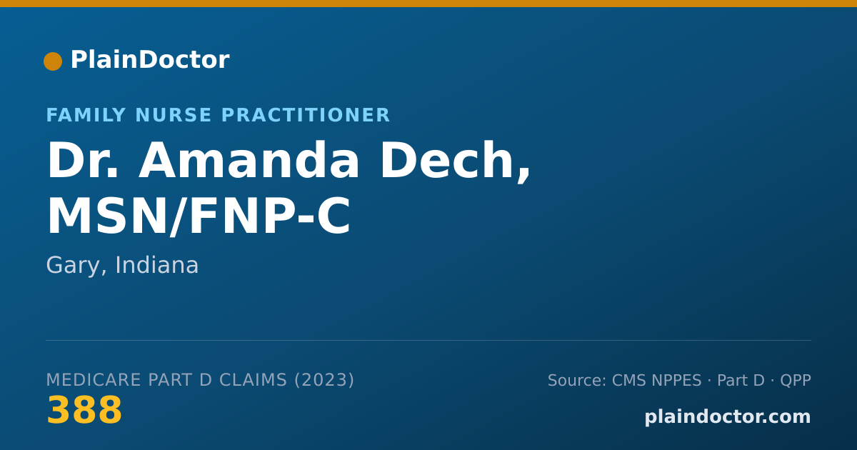 Shareable card for Amanda Dech, MSN/FNP-C - Family Nurse Practitioner, Gary, IN