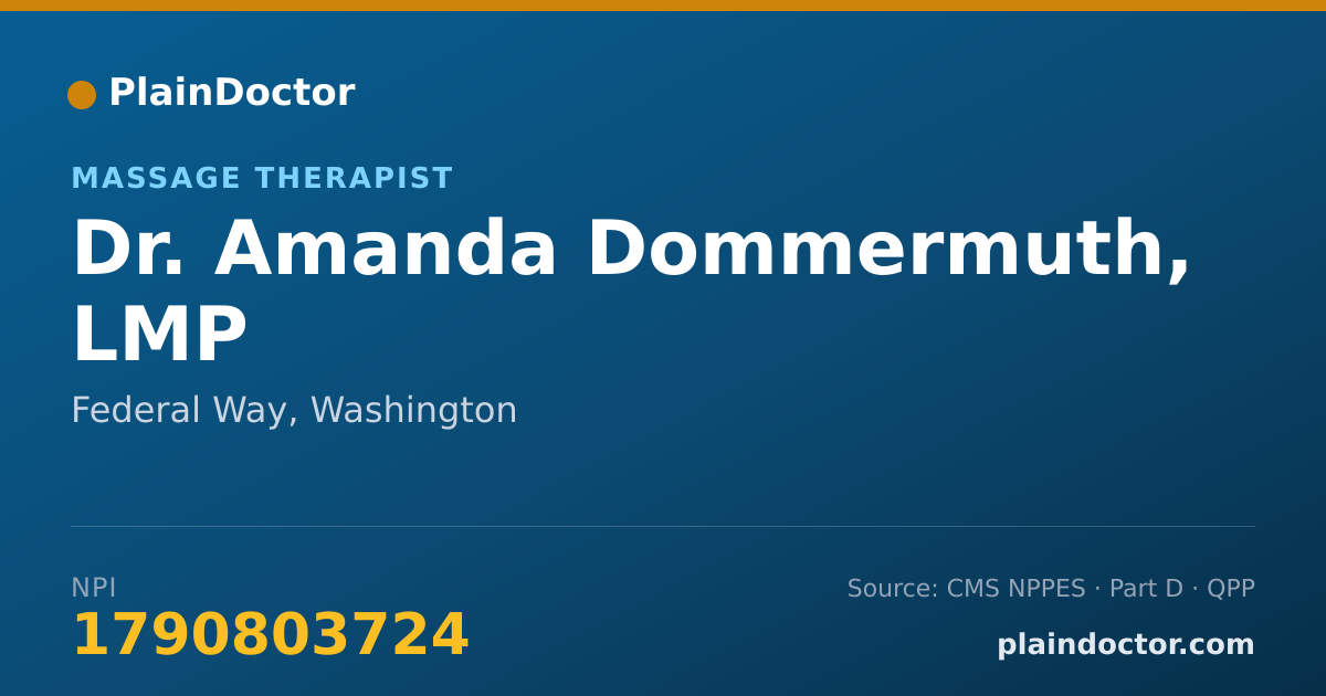 Shareable card for Amanda Dommermuth, LMP - Massage Therapist, Federal Way, WA