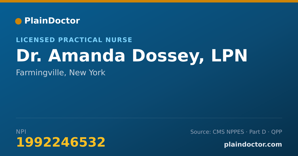 Shareable card for Amanda Dossey, LPN - Licensed Practical Nurse, Farmingville, NY
