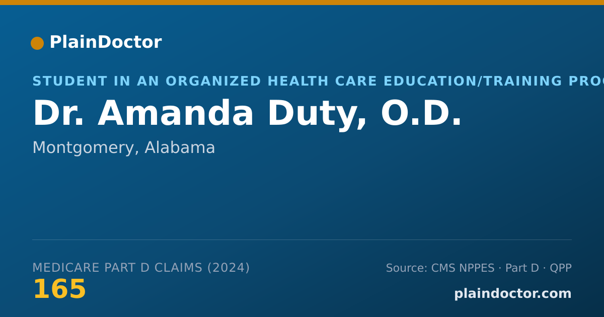 Shareable card for Amanda Duty, O.D. - Student in an Organized Health Care Education/Training Program, Montgomery, AL