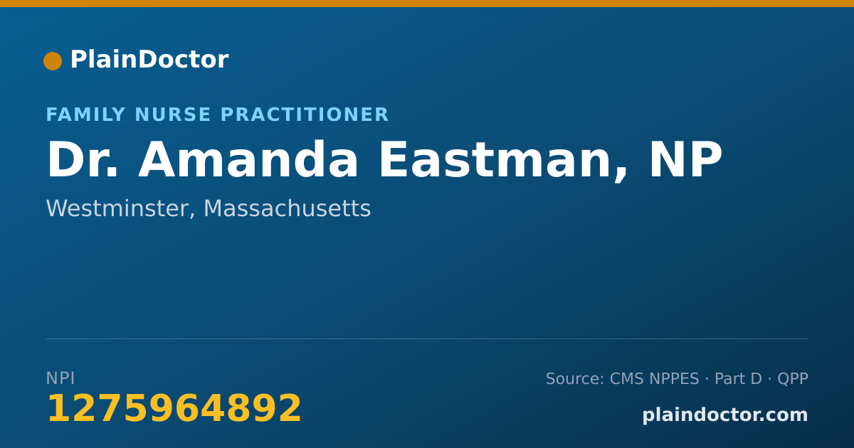 Shareable card for Amanda Eastman, NP - Family Nurse Practitioner, Westminster, MA