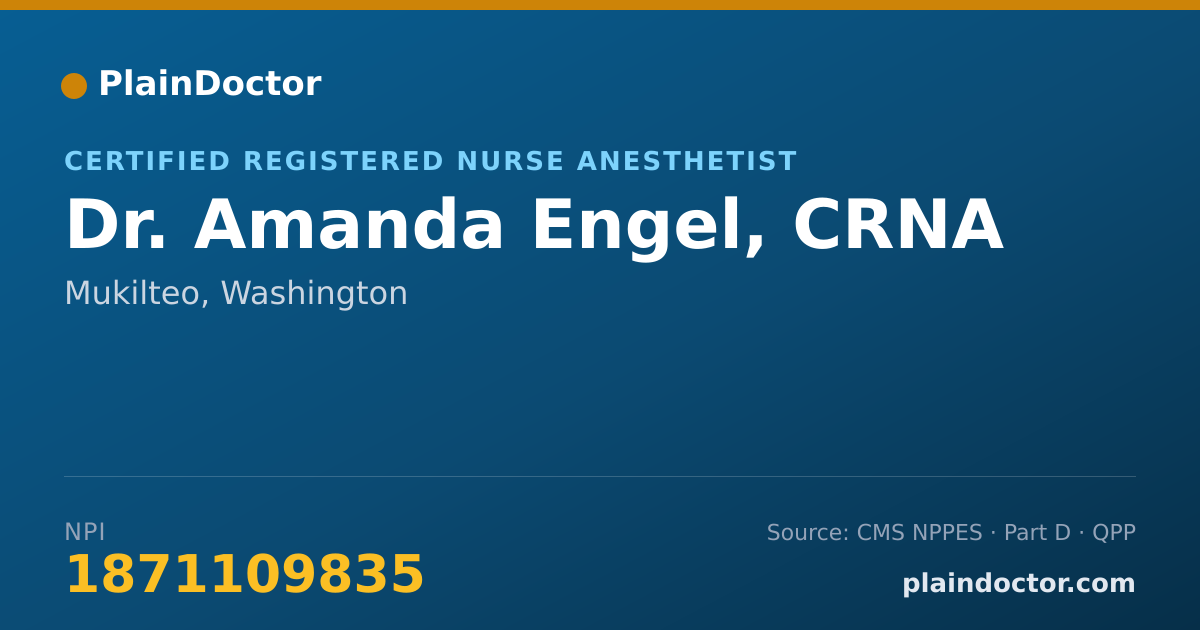 Shareable card for Amanda Engel, CRNA - Certified Registered Nurse Anesthetist, Mukilteo, WA