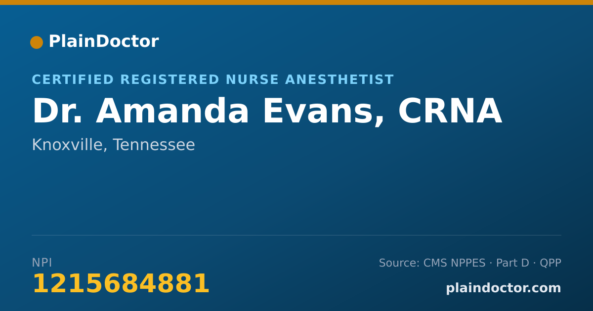 Shareable card for Amanda Evans, CRNA - Certified Registered Nurse Anesthetist, Knoxville, TN