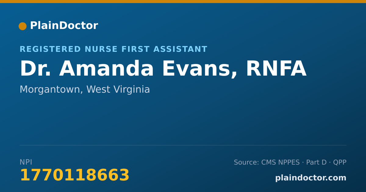 Shareable card for Amanda Evans, RNFA - Registered Nurse First Assistant, Morgantown, WV