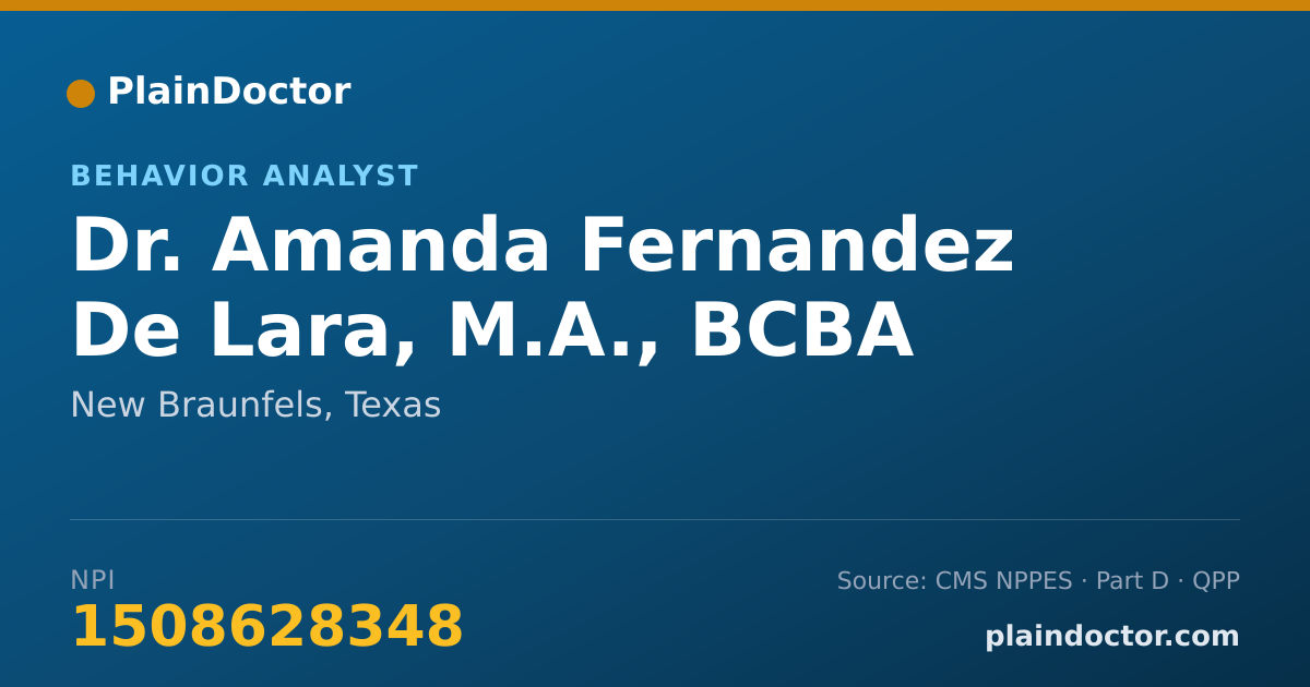 Shareable card for Amanda Fernandez De Lara, M.A., BCBA - Behavior Analyst, New Braunfels, TX