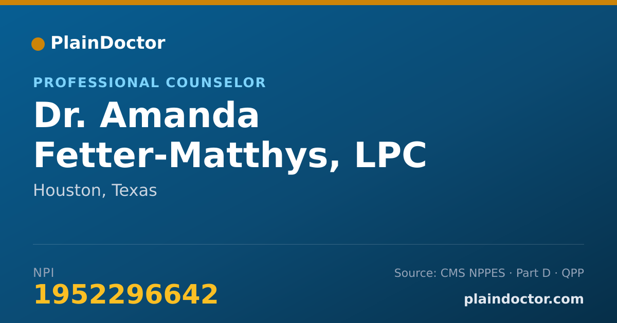 Shareable card for Amanda Fetter-Matthys, LPC - Professional Counselor, Houston, TX
