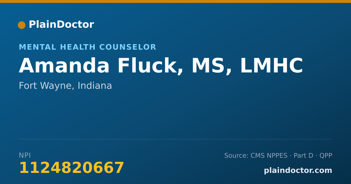 Shareable card for Amanda Fluck, MS, LMHC - Mental Health Counselor, Fort Wayne, IN