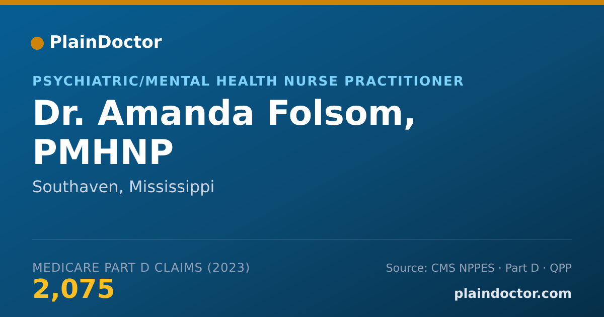 Shareable card for Amanda Folsom, PMHNP - Psychiatric/Mental Health Nurse Practitioner, Southaven, MS