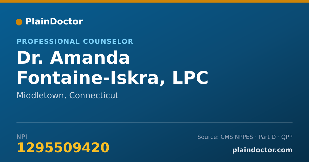 Shareable card for Amanda Fontaine-Iskra, LPC - Professional Counselor, Middletown, CT