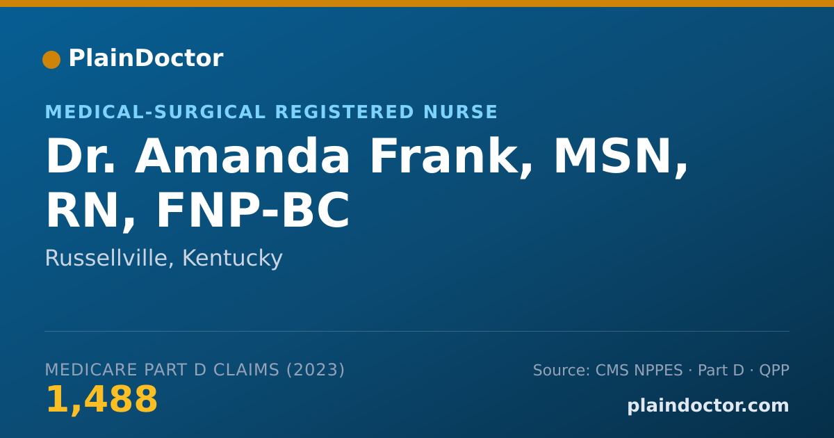 Shareable card for Amanda Frank, MSN, RN, FNP-BC - Medical-Surgical Registered Nurse, Russellville, KY
