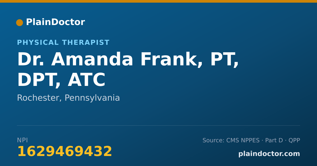 Shareable card for Amanda Frank, PT, DPT, ATC - Physical Therapist, Rochester, PA