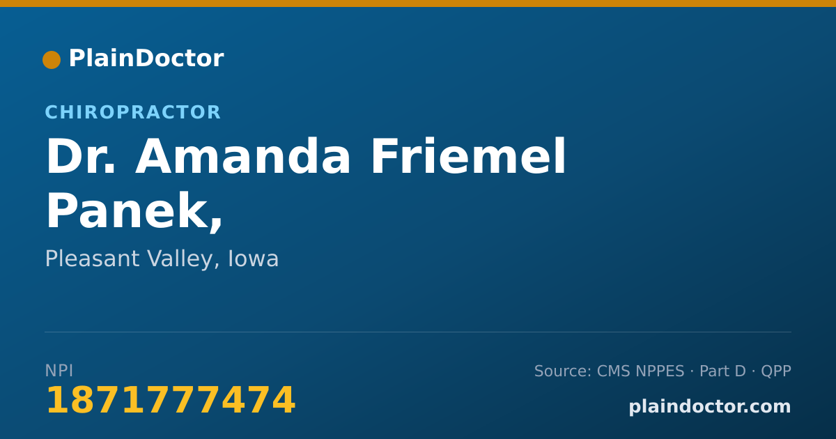 Shareable card for Amanda Friemel Panek, D.C.,FIAMA,DIPL.AC - Chiropractor, Pleasant Valley, IA