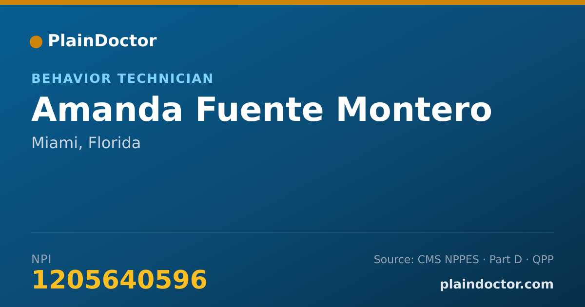 Shareable card for Amanda Fuente Montero - Behavior Technician, Miami, FL