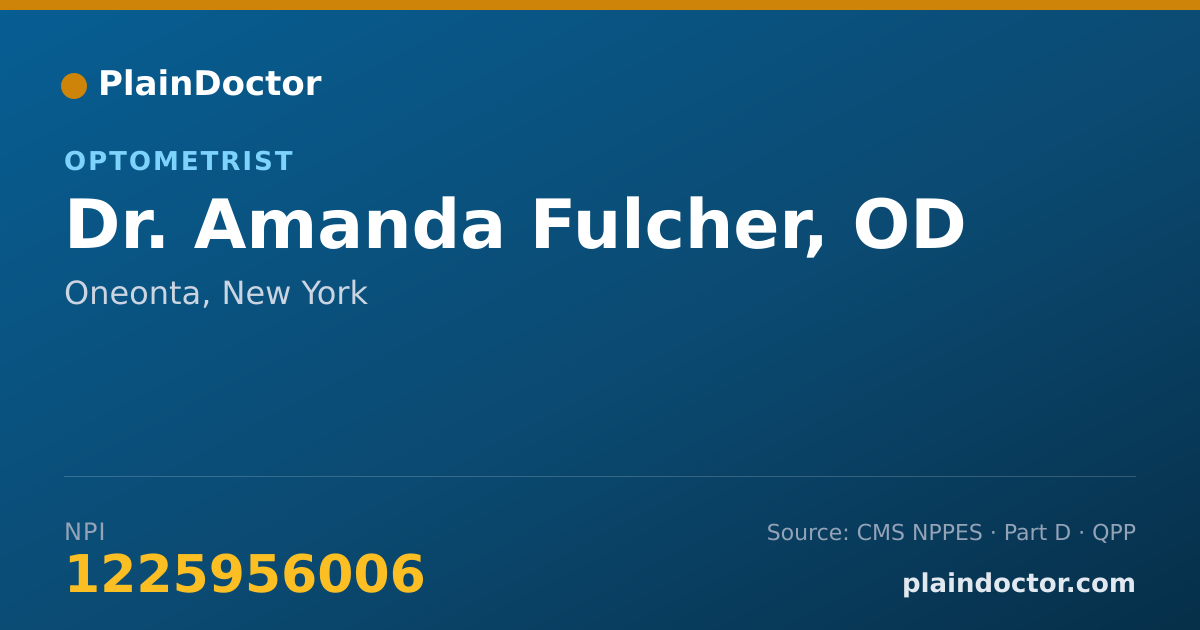 Shareable card for Amanda Fulcher, OD - Optometrist, Oneonta, NY