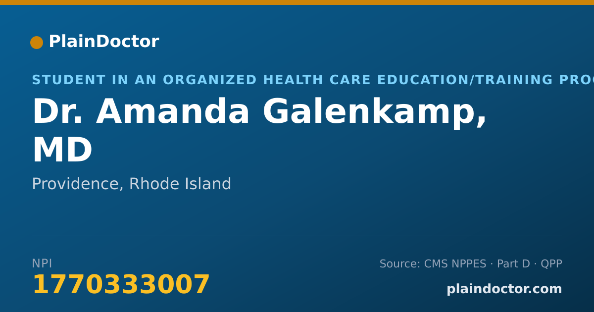Shareable card for Amanda Galenkamp, MD - Student in an Organized Health Care Education/Training Program, Providence, RI