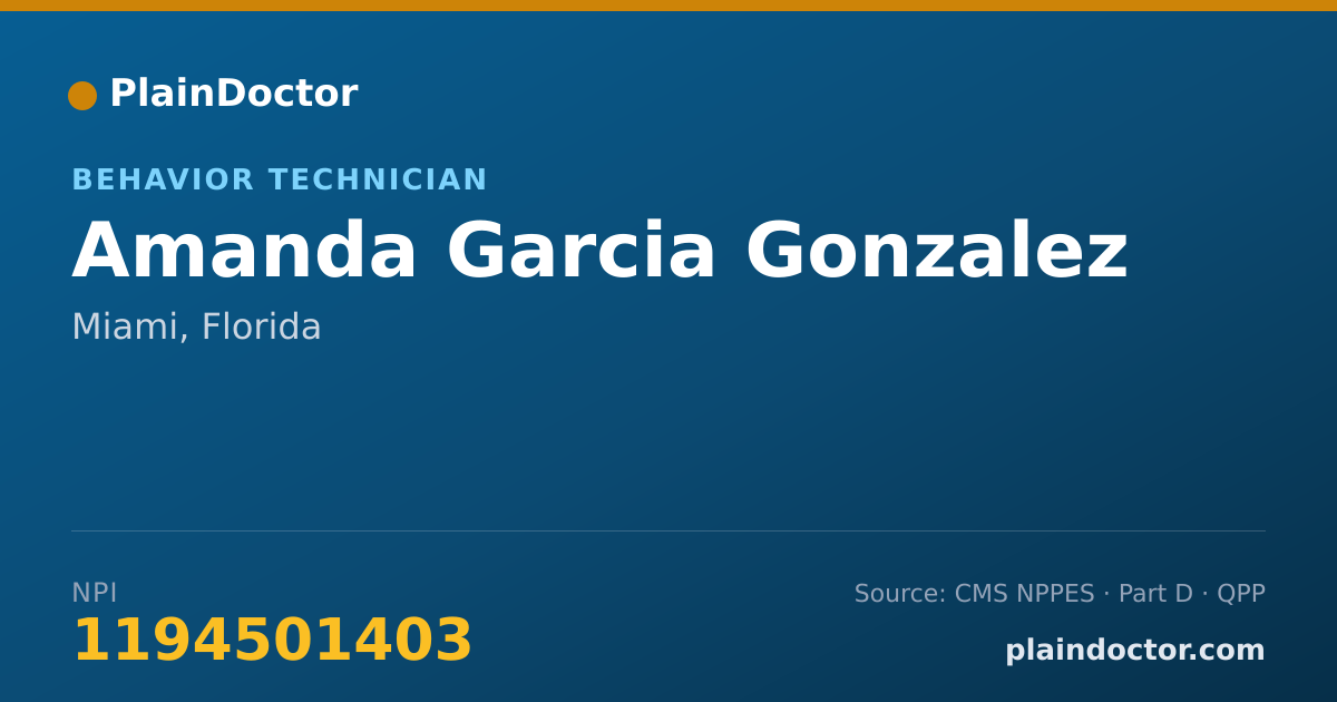 Shareable card for Amanda Garcia Gonzalez - Behavior Technician, Miami, FL