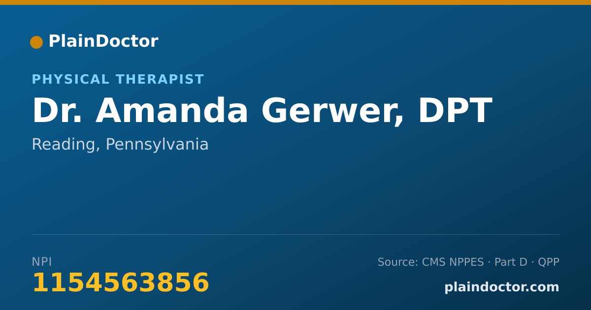 Shareable card for Amanda Gerwer, DPT - Physical Therapist, Reading, PA