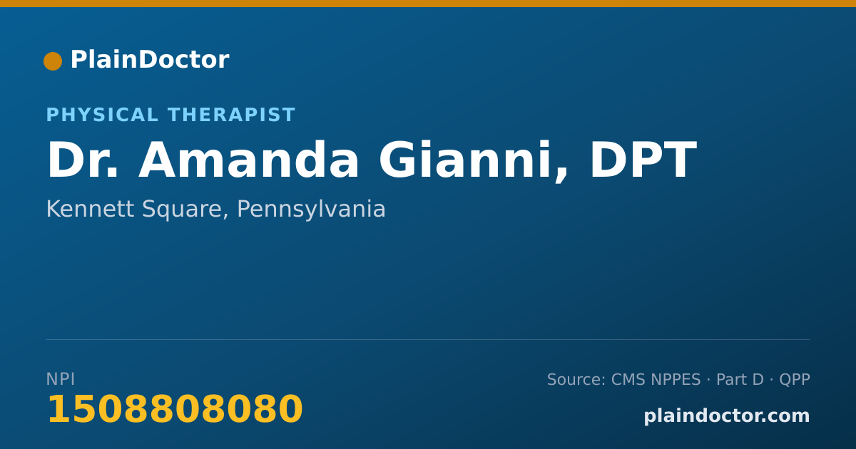 Shareable card for Amanda Gianni, DPT - Physical Therapist, Kennett Square, PA