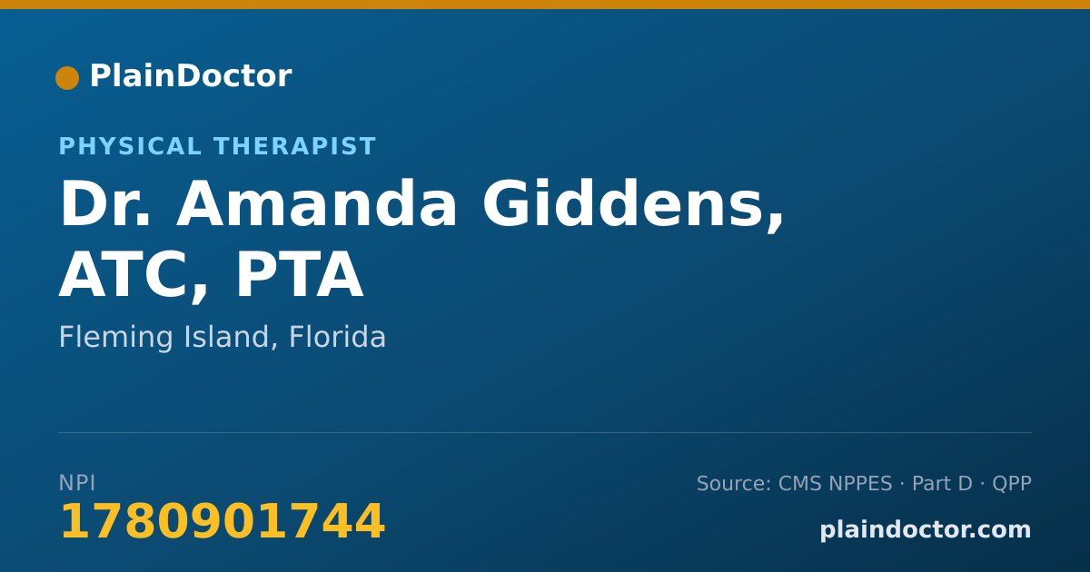 Shareable card for Amanda Giddens, ATC, PTA - Physical Therapist, Fleming Island, FL