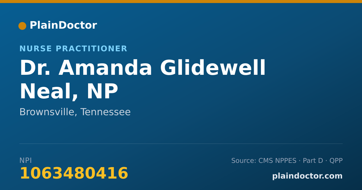 Shareable card for Amanda Glidewell Neal, NP - Nurse Practitioner, Brownsville, TN
