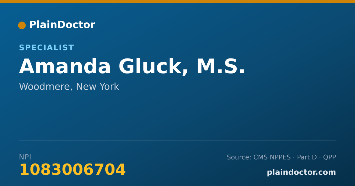 Shareable card for Amanda Gluck, M.S. - Specialist, Woodmere, NY