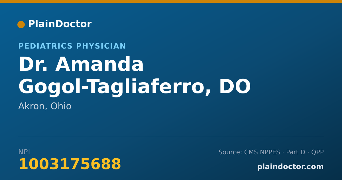 Shareable card for Amanda Gogol-Tagliaferro, DO - Pediatrics Physician, Akron, OH