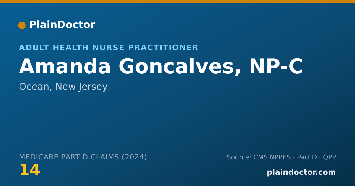 Shareable card for Amanda Goncalves, NP-C - Adult Health Nurse Practitioner, Ocean, NJ