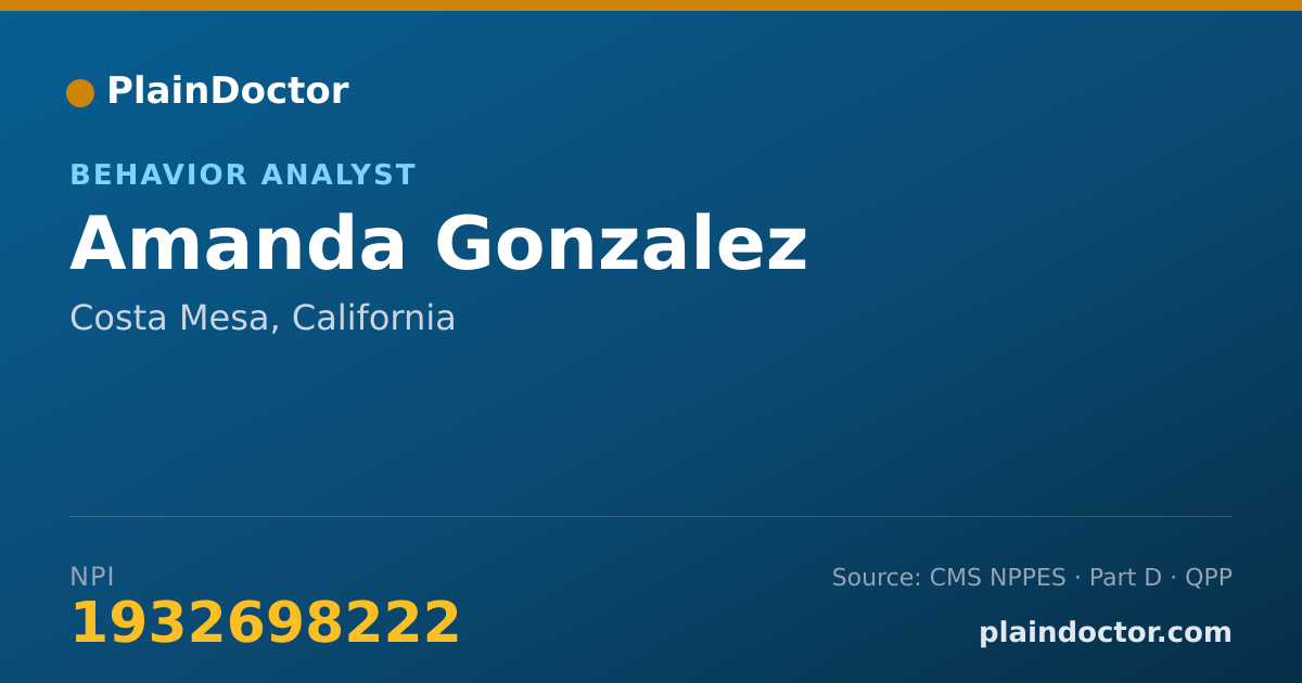 Shareable card for Amanda Gonzalez - Behavior Analyst, Costa Mesa, CA