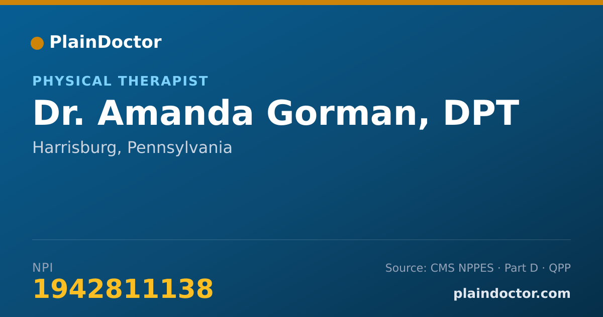 Shareable card for Amanda Gorman, DPT - Physical Therapist, Harrisburg, PA