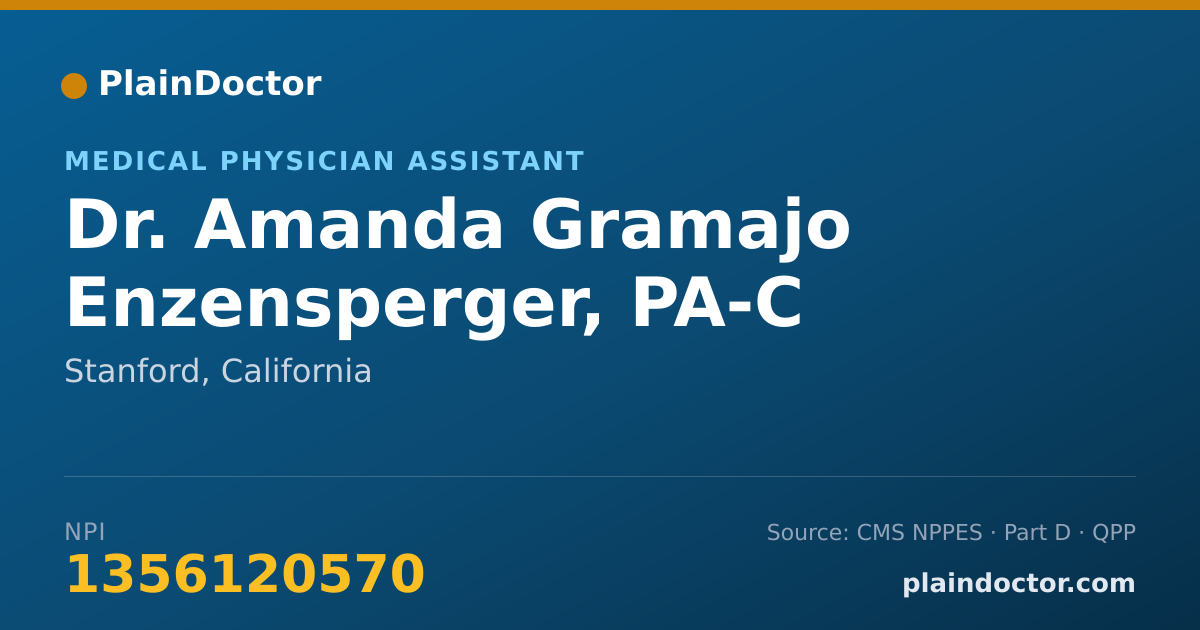 Shareable card for Amanda Gramajo Enzensperger, PA-C - Medical Physician Assistant, Stanford, CA
