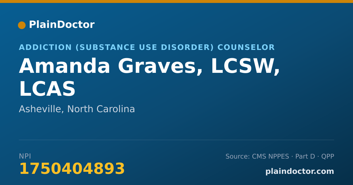 Shareable card for Amanda Graves, LCSW, LCAS - Addiction (Substance Use Disorder) Counselor, Asheville, NC