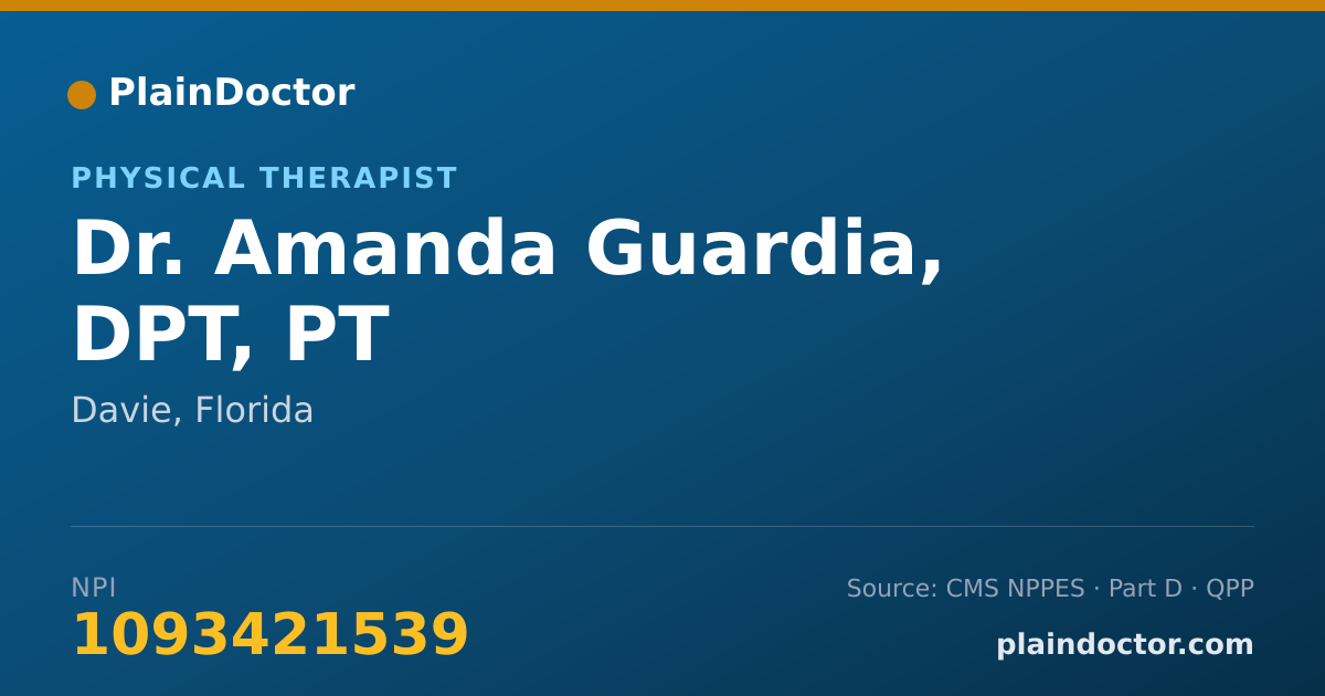 Shareable card for Amanda Guardia, DPT, PT - Physical Therapist, Davie, FL