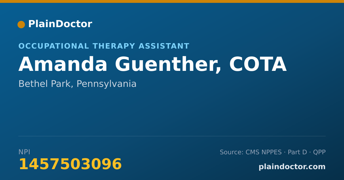 Shareable card for Amanda Guenther, COTA - Occupational Therapy Assistant, Bethel Park, PA