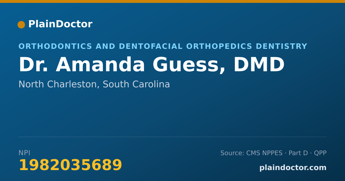 Shareable card for Amanda Guess, DMD - Orthodontics and Dentofacial Orthopedics Dentistry, North Charleston, SC