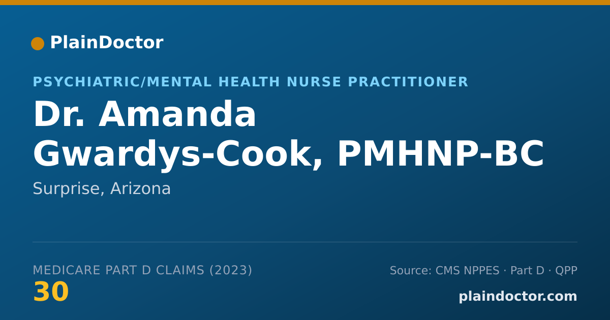 Shareable card for Amanda Gwardys-Cook, PMHNP-BC - Psychiatric/Mental Health Nurse Practitioner, Surprise, AZ