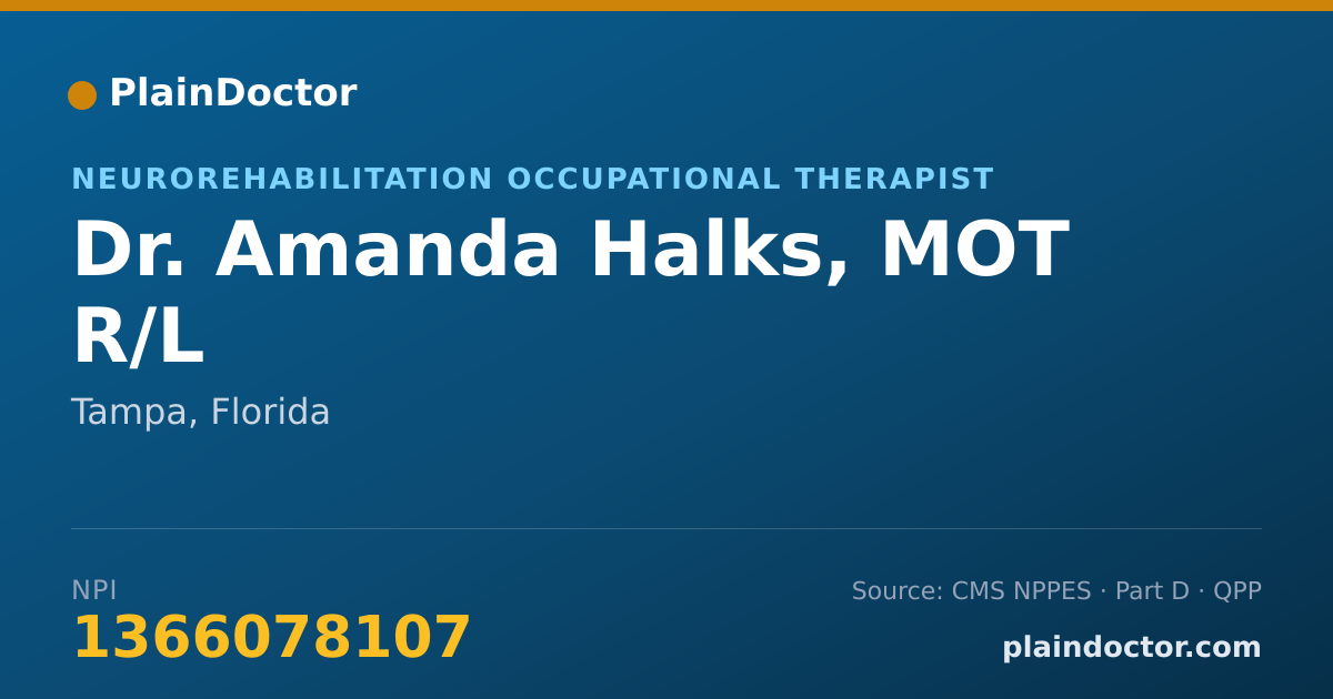 Shareable card for Amanda Halks, MOT R/L - Neurorehabilitation Occupational Therapist, Tampa, FL