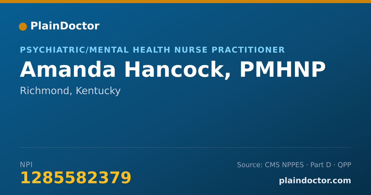 Shareable card for Amanda Hancock, PMHNP - Psychiatric/Mental Health Nurse Practitioner, Richmond, KY