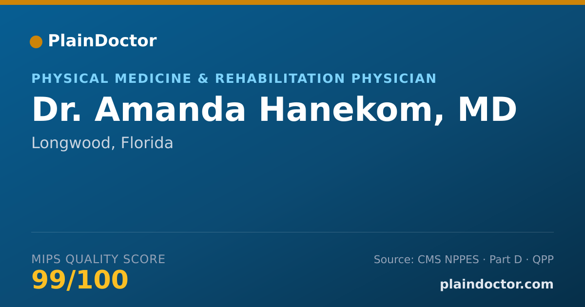 Shareable card for Amanda Hanekom, MD - Physical Medicine & Rehabilitation Physician, Longwood, FL