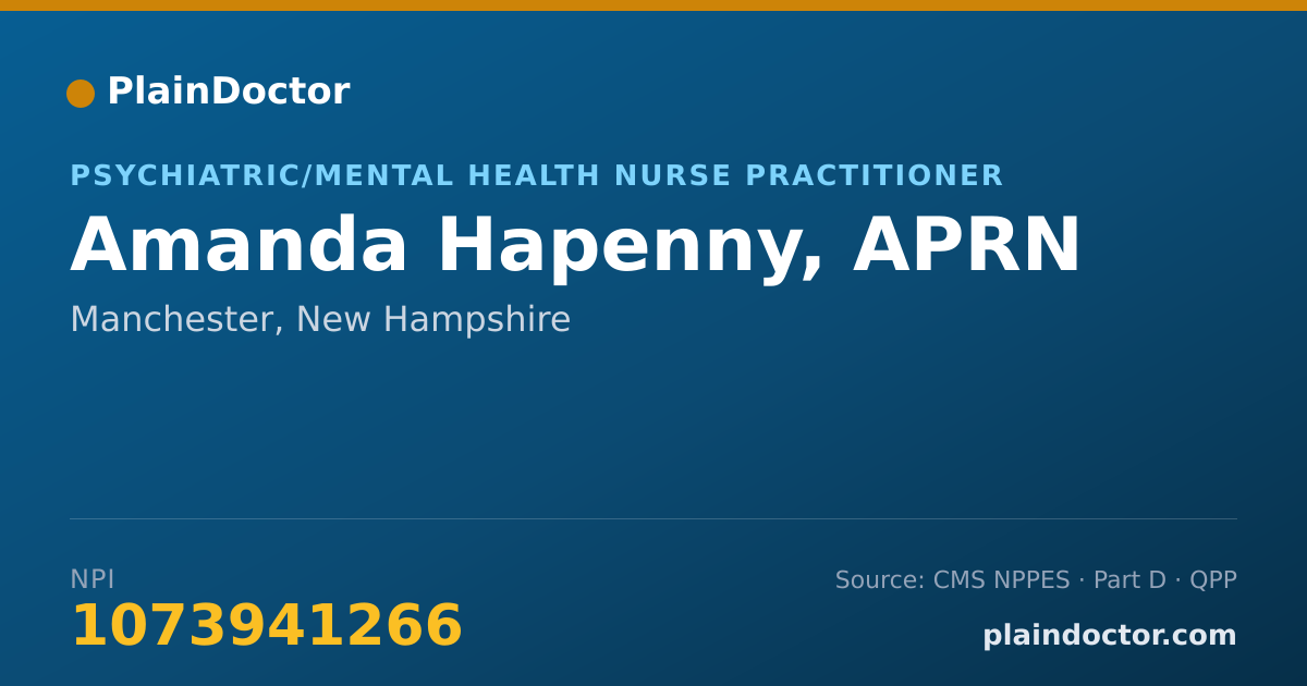 Shareable card for Amanda Hapenny, APRN - Psychiatric/Mental Health Nurse Practitioner, Manchester, NH