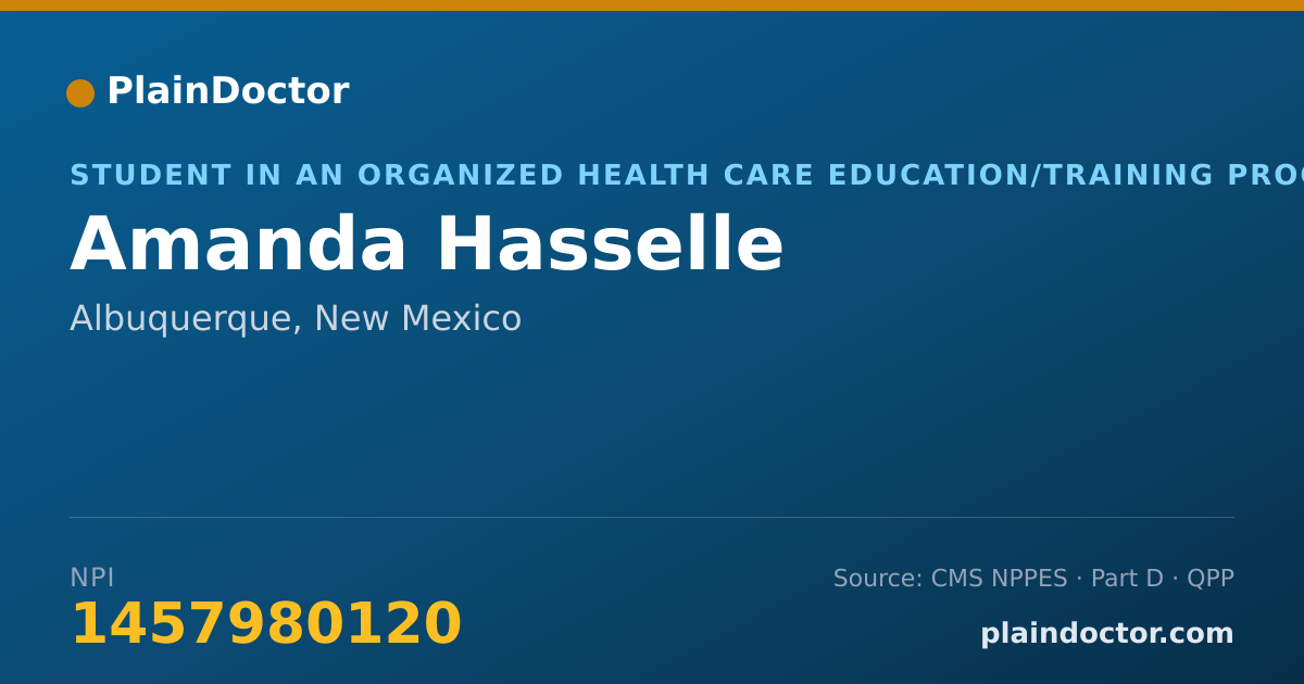 Shareable card for Amanda Hasselle - Student in an Organized Health Care Education/Training Program, Albuquerque, NM