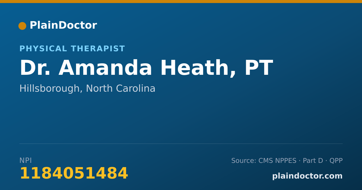 Shareable card for Amanda Heath, PT - Physical Therapist, Hillsborough, NC