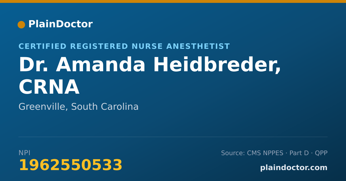 Shareable card for Amanda Heidbreder, CRNA - Certified Registered Nurse Anesthetist, Greenville, SC