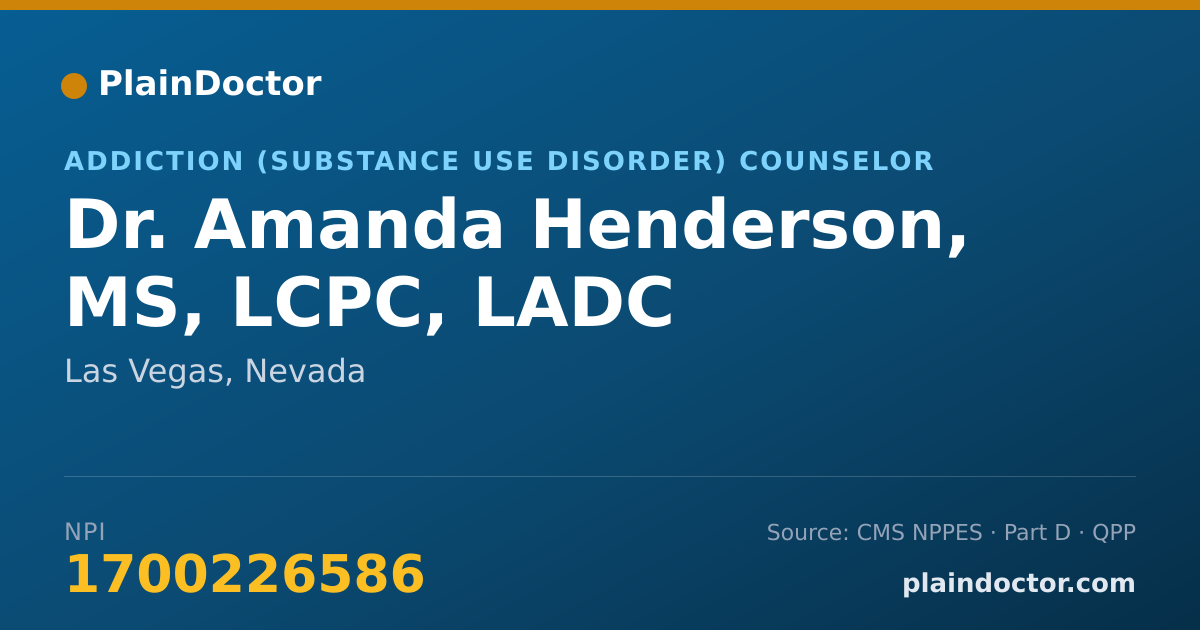 Shareable card for Amanda Henderson, MS, LCPC, LADC - Addiction (Substance Use Disorder) Counselor, Las Vegas, NV