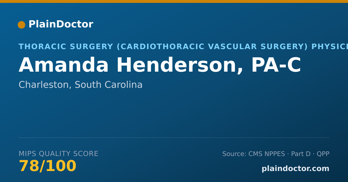 Shareable card for Amanda Henderson, PA-C - Thoracic Surgery (Cardiothoracic Vascular Surgery) Physician, Charleston, SC