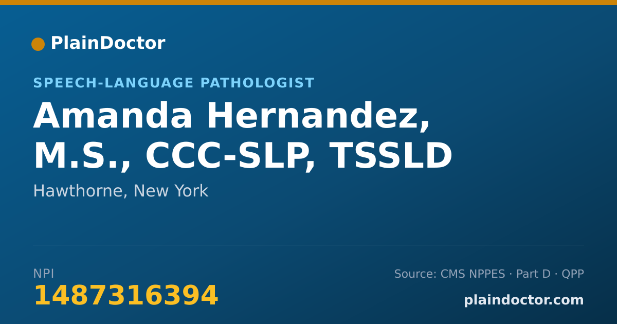 Shareable card for Amanda Hernandez, M.S., CCC-SLP, TSSLD - Speech-Language Pathologist, Hawthorne, NY