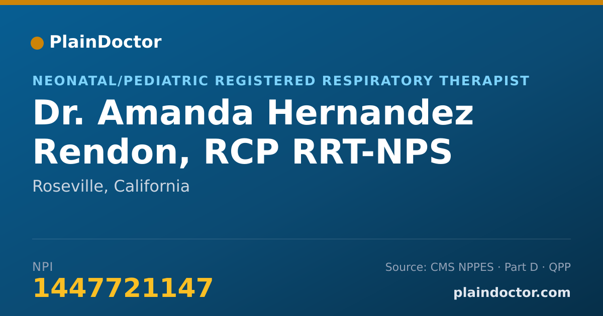 Shareable card for Amanda Hernandez Rendon, RCP RRT-NPS - Neonatal/Pediatric Registered Respiratory Therapist, Roseville, CA