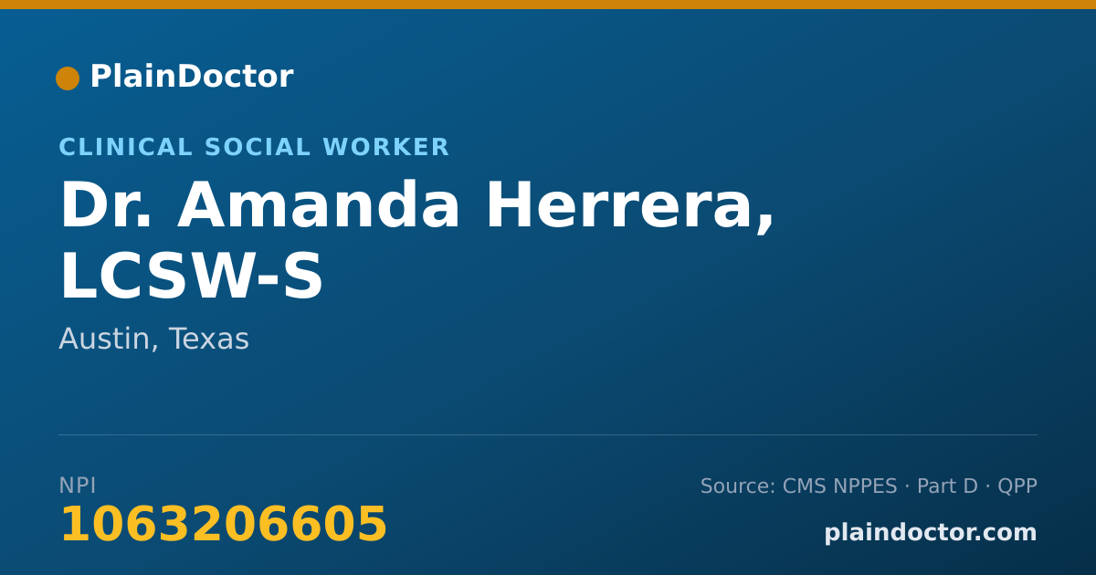Shareable card for Amanda Herrera, LCSW-S - Clinical Social Worker, Austin, TX