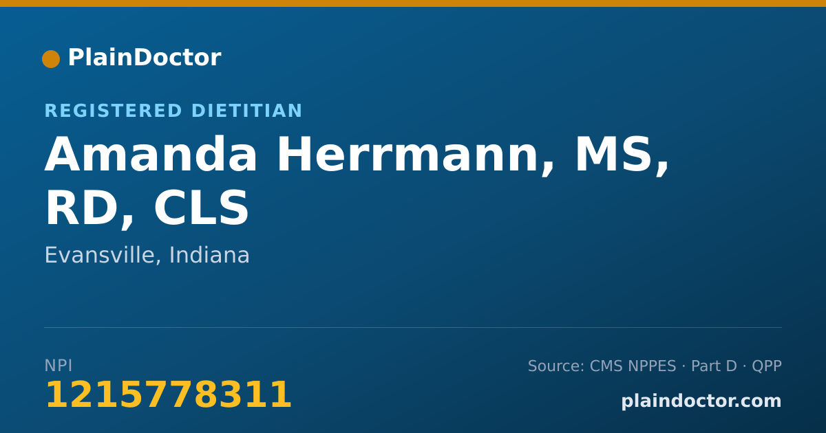 Shareable card for Amanda Herrmann, MS, RD, CLS - Registered Dietitian, Evansville, IN